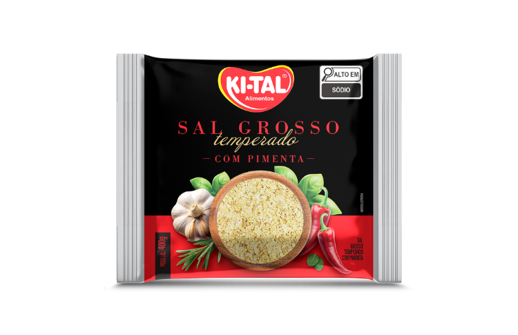 Sal grosso temperado com pimenta Sal grosso temperado com pimenta